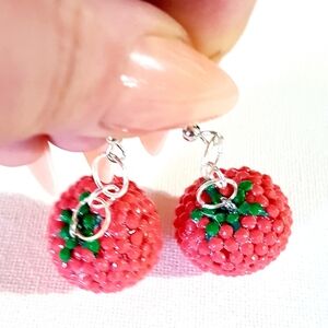 TomatEARS Earrings Beaded Tomato Handmade Jewelry Hand Crafted